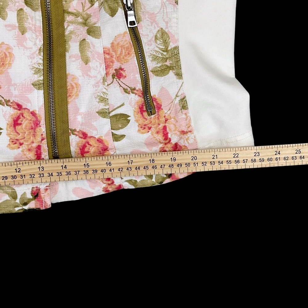 Lane Bryant Jacket Women 18 Ivory Pink Floral Long Sleeve Zip Moto Pockets NWT - Picture 12 of 16